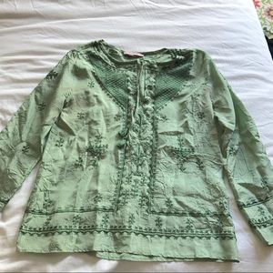 Calypso St. Barth Green Silk Blouse